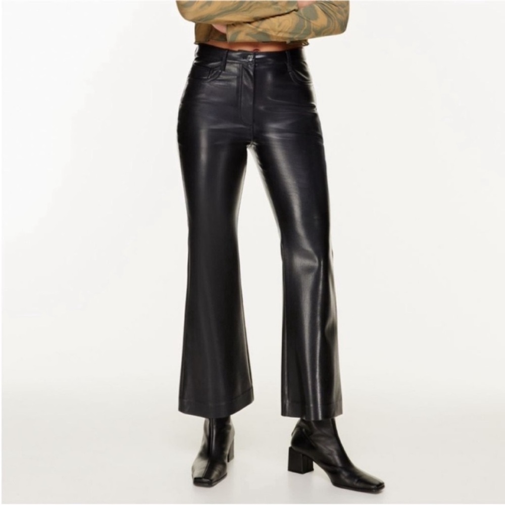 Wilfred Black Leather Cropped Flare Pants - Picture 4 of 14